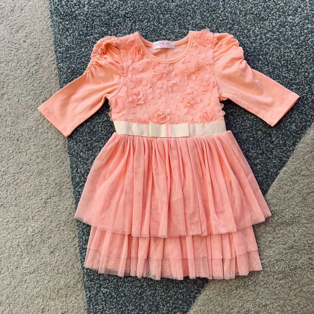 Just Fab Girls Peach Embellished Dress